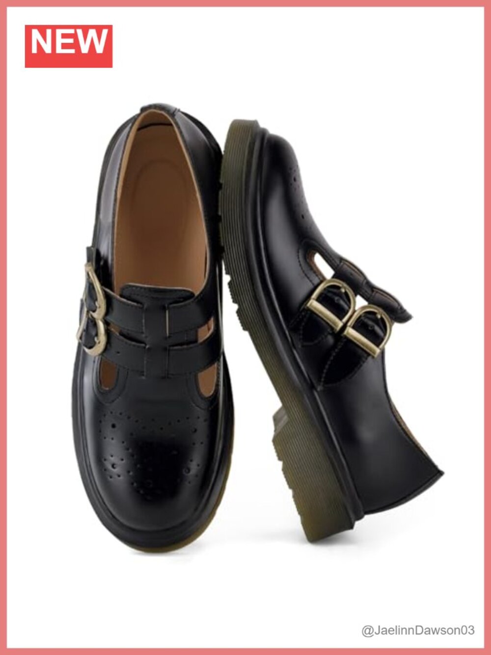 Chunky Platform Mary Janes T-Strap Loafers Faux Leather Round Toe